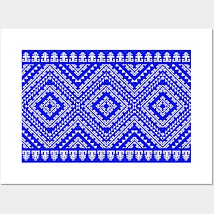 beautiful geometric pattern blue background Posters and Art